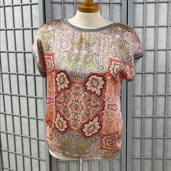 Promod Boxy Pink and Cream Short Sleeve Top - Picture 1 of 6